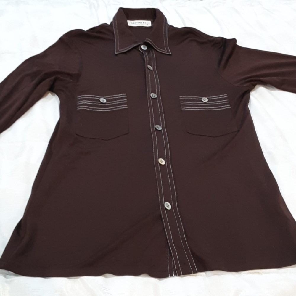 EQUIPMENT BLOUSE BROWN SILK S